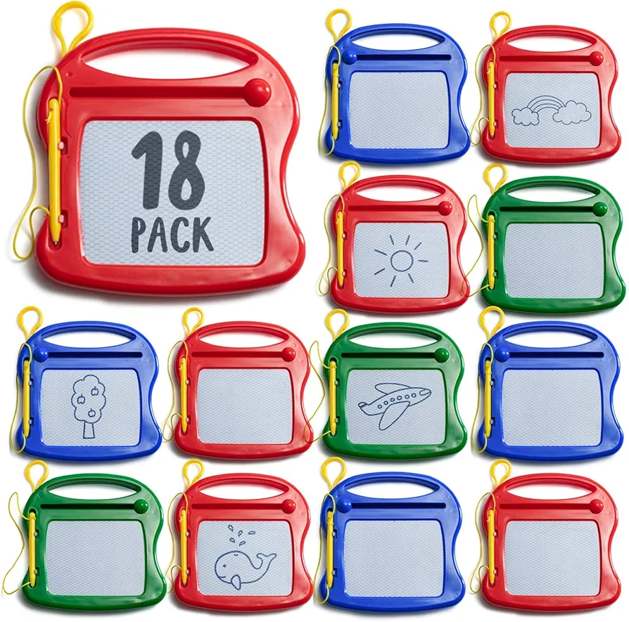 PREXTEX 18 Pack of Mini Magnetic Drawing Board for Kids - Mini Doodle Pad Bulk Toys for Party Favors for Kids 4-8 and 8-12 - Classroom Prizes, Goodie Bags for Kids Birthday Party - Kid Toys