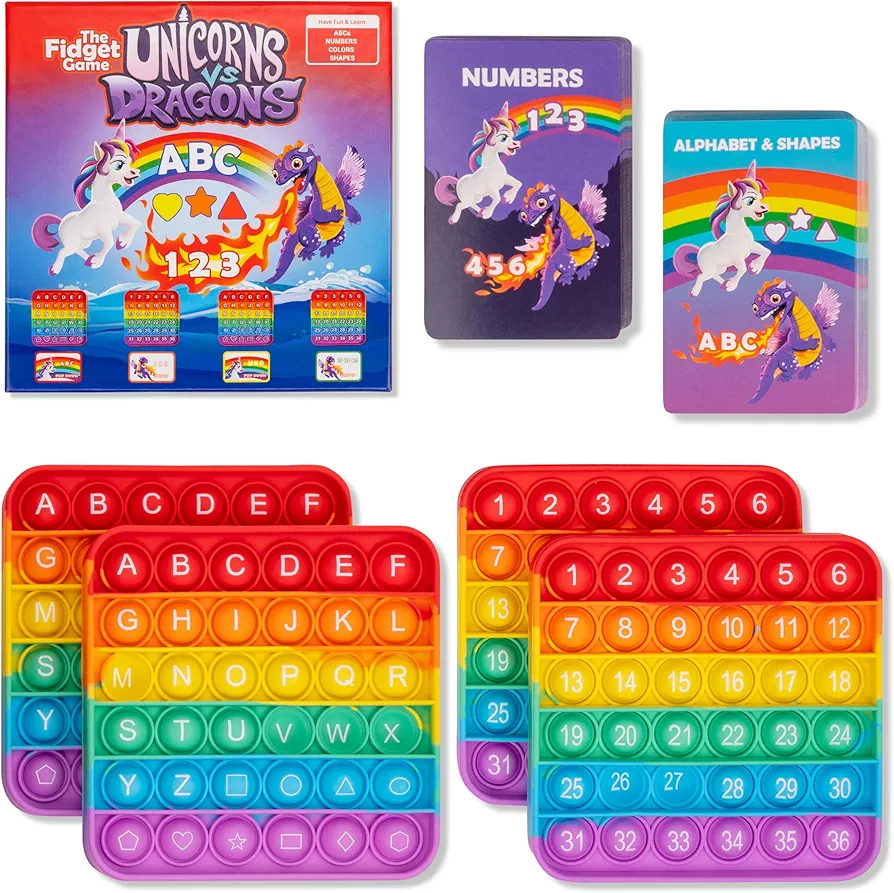 Unicorns vs Dragons, Fun Educational ABC Toys to Learn Alphabet, Numbers, Shapes & Colors, Interactive Learning Tools for Pre-K & Kindergarten