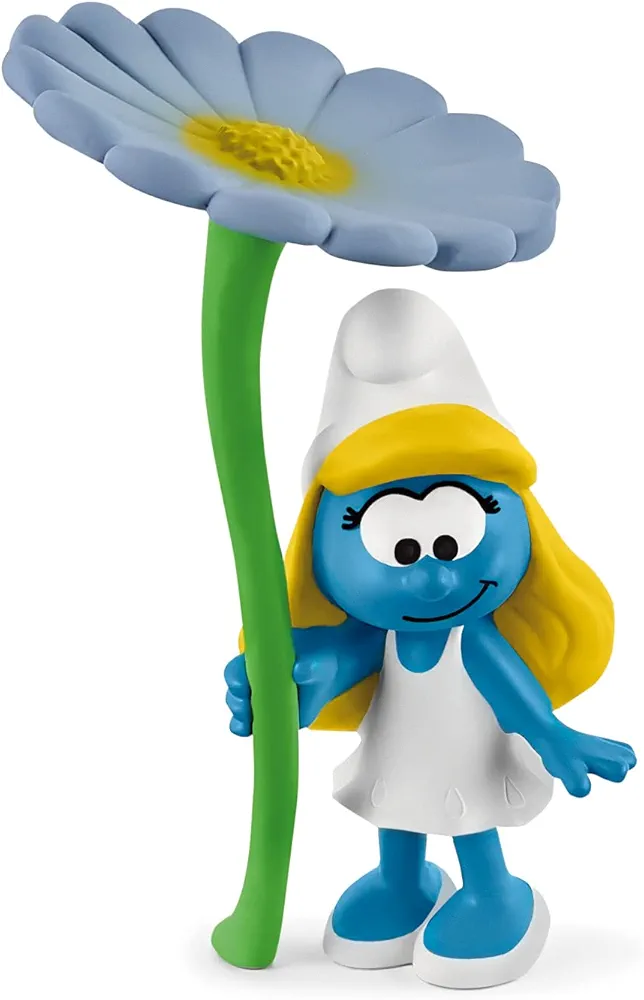 Schleich Smurfs, Collectible Retro Cartoon Toys for Boys and Girls, Smurfette with Flower Toy Figurine, Ages 3+