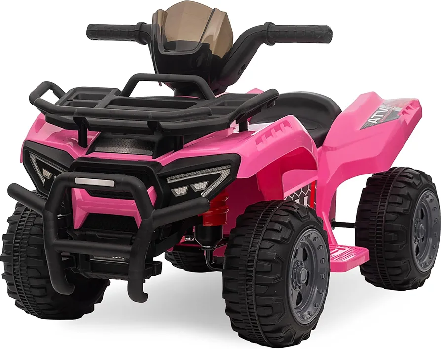 Kids ATV 4 Wheeler, 6V Ride On Toy Car for Toddlers 1-3 Boys & Girls w/Music, 1.8 Mph Max Speed, Wear-Resistant Wheels, Battery Powered Toddler Cars to Drive - Pink