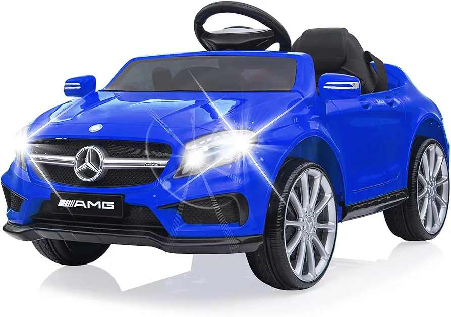 12V Kids Ride On Car with 2.4G Remote Control,Battery Powered Electric Ride On Vehicle Double Doors, 5 Point Safety Belt,LED Lights… (Paint blued)