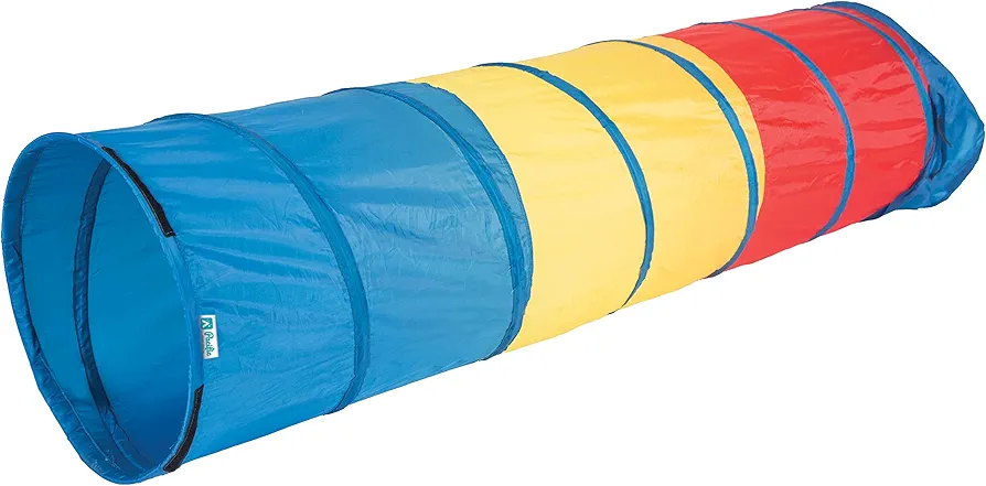 Pacific Play Tents Kids Find Me Multi Color 6 Foot Crawl Tunnel - Red, Yellow & Blue, 6'L x 19"T