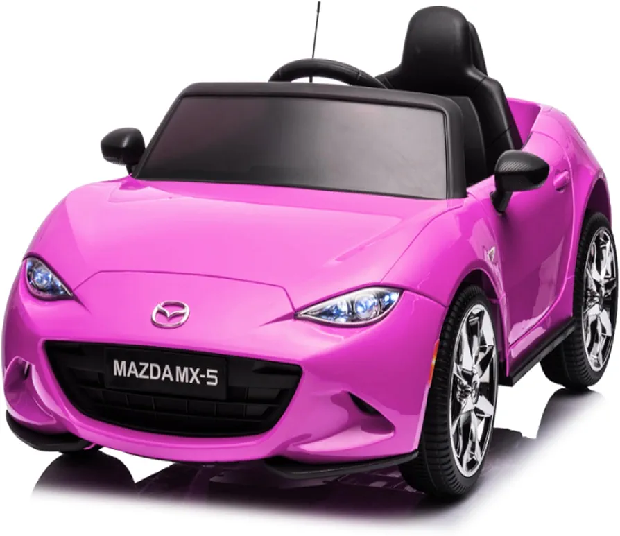 12V Ride on Car, Licensed Mazda MX-5 Electric Car for Kids, 12V Ride on Toys, Kids Cars with Parent Remote Control, Lights, Music-Pink