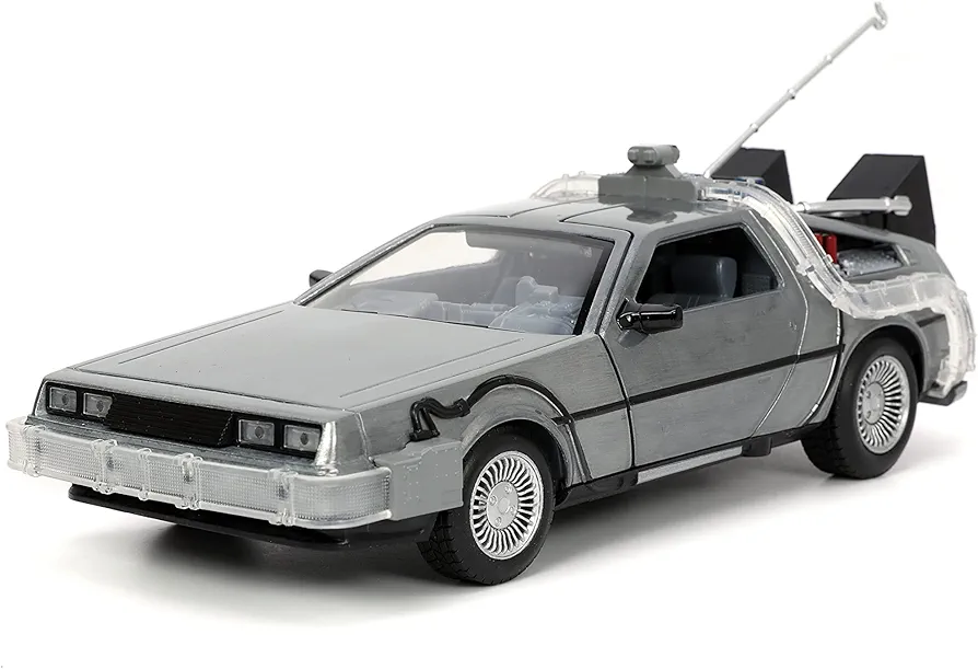 Back to The Future Part I 1:24 Time Machine Die-cast Car Light Up Feature, Toys for Kids and Adults