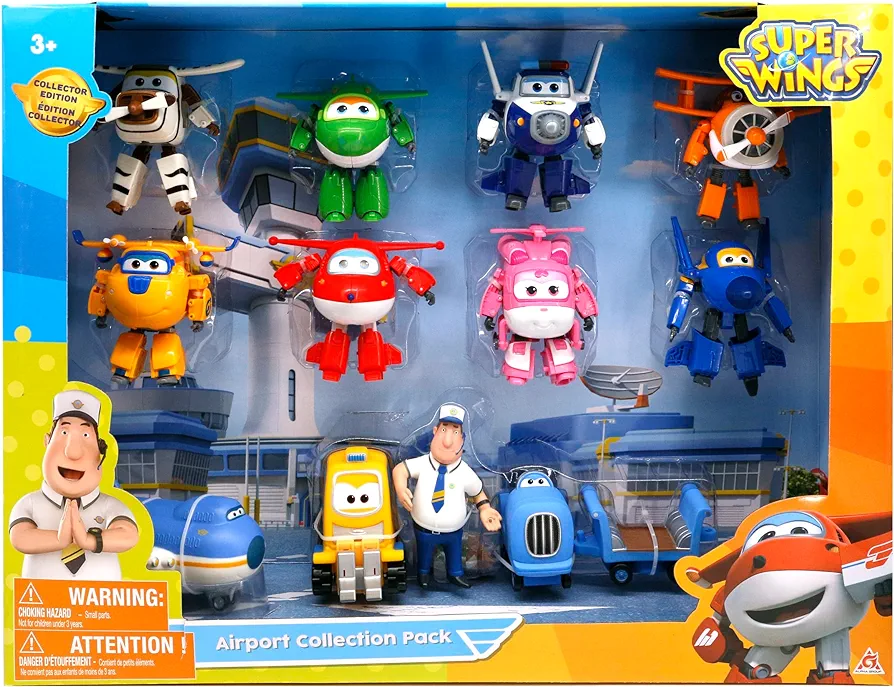 Super Wings - 5" Transforming Airport Airplane Toys Collection Playset Vehicle Action Figures | Plane to Bot | Fun Preschool Toy Plane for 3 4 5 Year Old Boys and Girls | Gifts for Birthday Kids