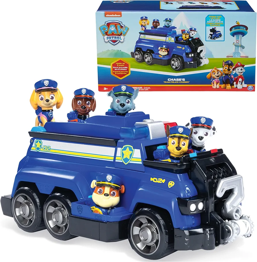 PAW Patrol Team Cruiser, Large Scale Vehicle with Exclusive Chase, Marshall, Skye, Rubble, Rocky & Zuma Action Figures, Toys for Boys & Girls Ages 3+