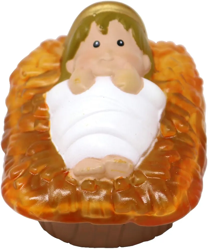 Fisher-Price Replacement Baby Jesus in The Manger Figure Little People Christmas Nativity Playset - W2869, White, Brown