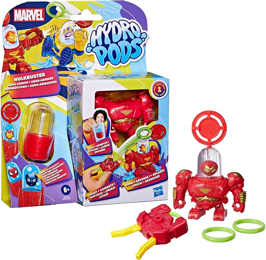 Hydro Pods Marvel Hulkbuster Aqua Armor, Mech Suit Battle Set, Water Activated Surprise Toys for 6 Year Old Boys & Girls & Up