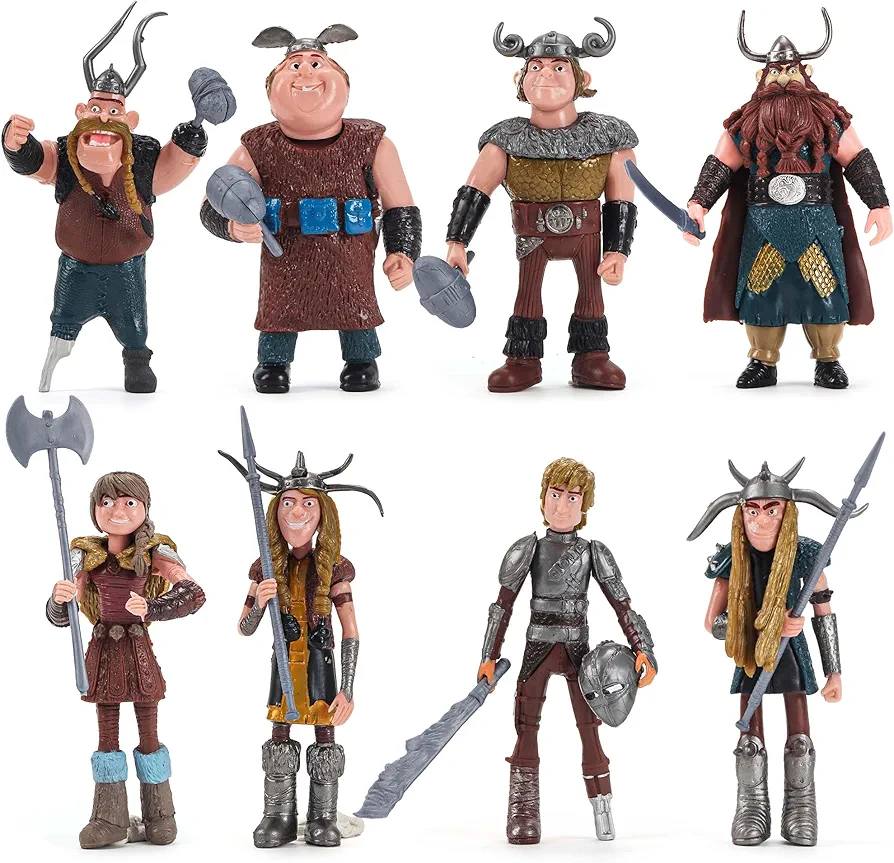 Train The Dragon Action Figures - 8PCS Movie Figurines in Assorted Mythical Colors and Styles - Kids Toys for Birthday Party Favors, Themed Party Decorations