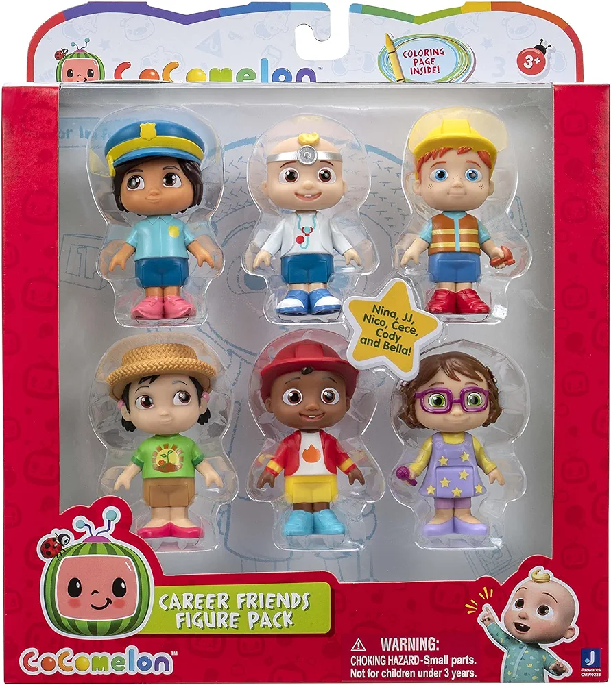 CoComelon JWC0223 6 Pack Play Figures-Career Friends JWC0223-Toys for Kids, Toddlers, and Preschoolers, Multicolour