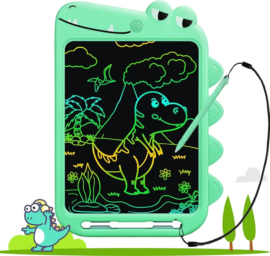 LCD Writing Tablet for Kids, 10 Inch Colorful Drawing Board, Learning Educational Toddler Toys Gifts for Kids, Drawing Tablet Gift for Boys Girls 3 4 5 6 7 8 Years Old (Green-Dinosaur)