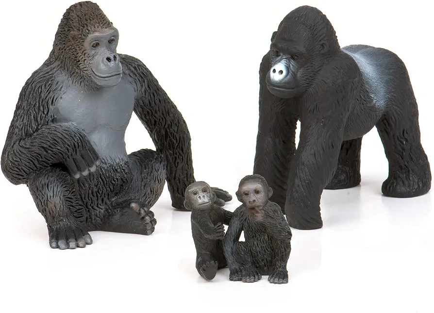 Terra by Battat – 4 Pcs Gorilla Toys Family Set – Realistic Gorilla Figurines – Zoo Animal Toys for Kids and Toddlers 3+ – Plastic Jungle Animals