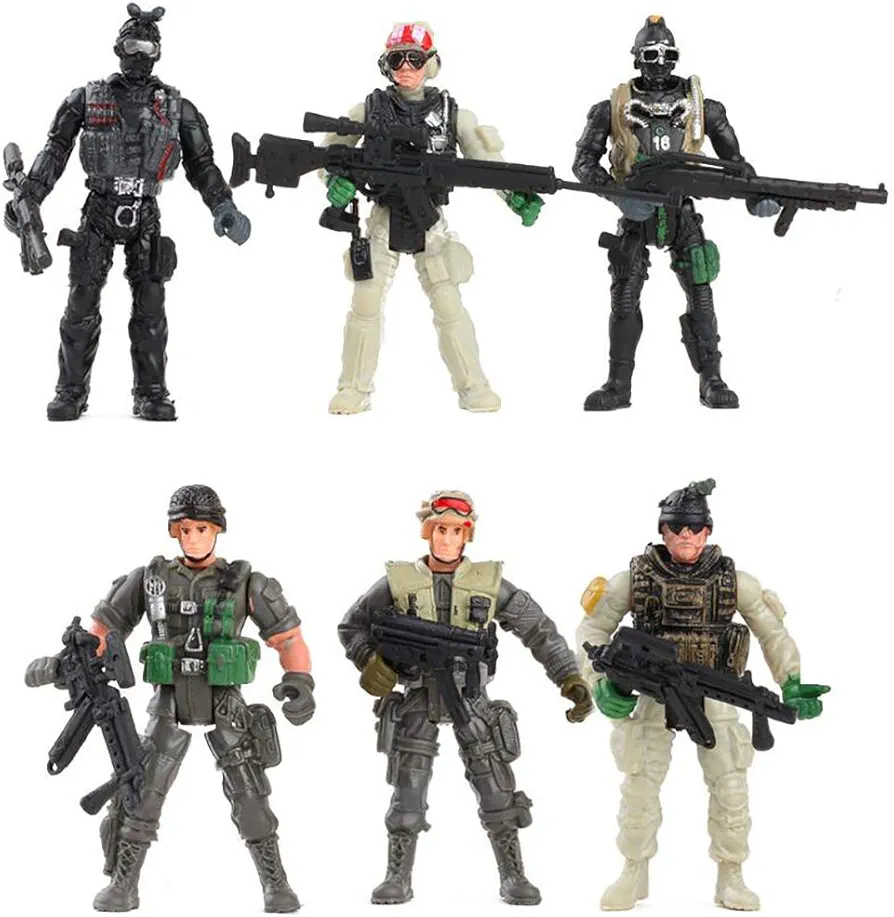 HAPTIME Military Action Figure Play Set for Kids - Army Men Soldiers Toys for Boys and Girls Ages 3-9 (SWAT Team Edition)