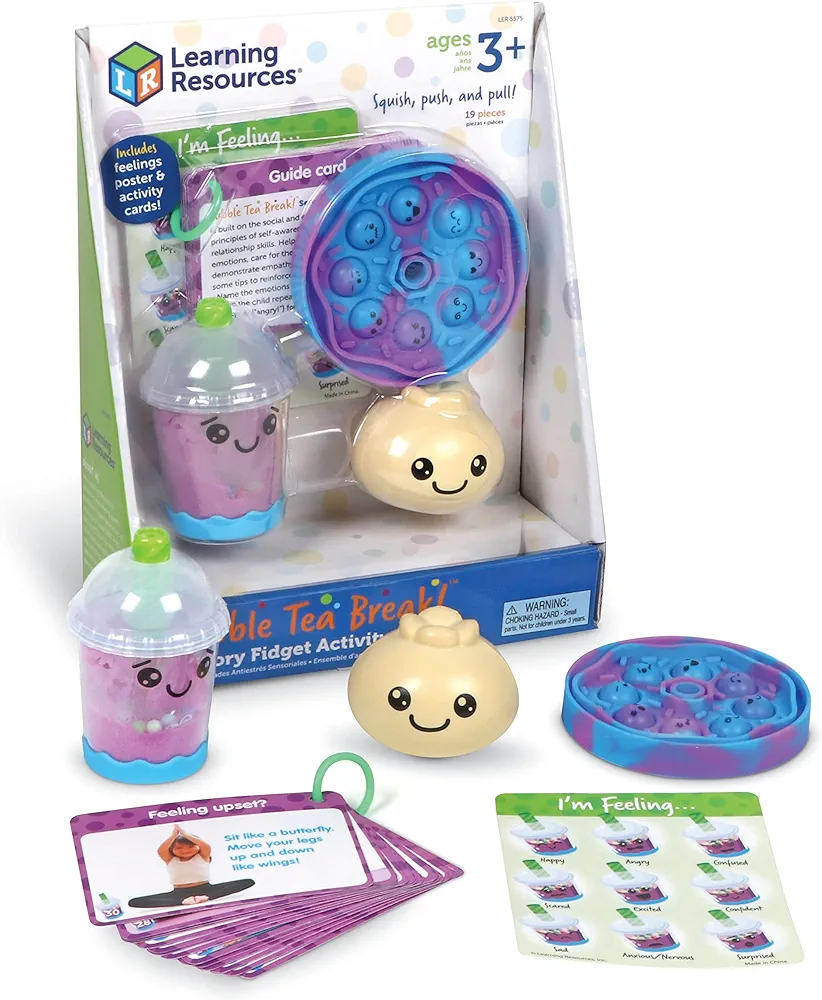 Learning Resources Bubble Tea Break! Sensory Fidget Activity Set, 19 Pieces, Ages 3+, Sensory Toys for Toddlers 1-3, Social Emotional Learning, SEL Skills, Calming Toys