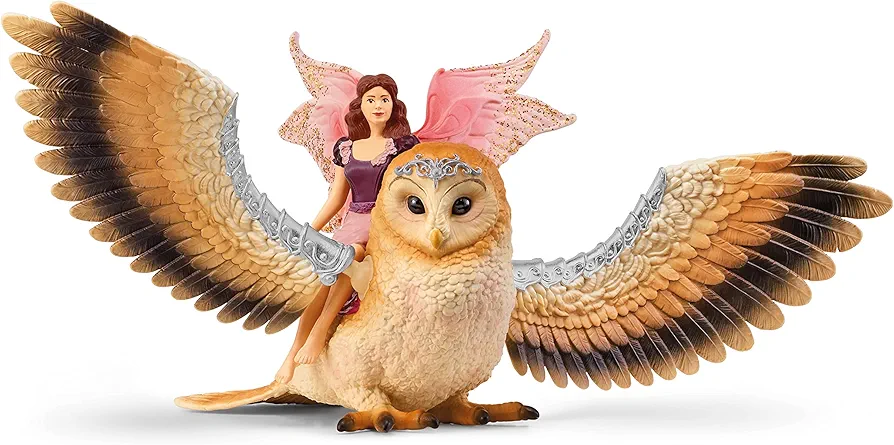 Schleich bayala Flying Fairy with Glam Owl Playset - Enchanting Magical Fairy and Pet Owl Figurine Playset, Imaginative Toy for Children Girls and Boys, Gift for Kids Age 5-12