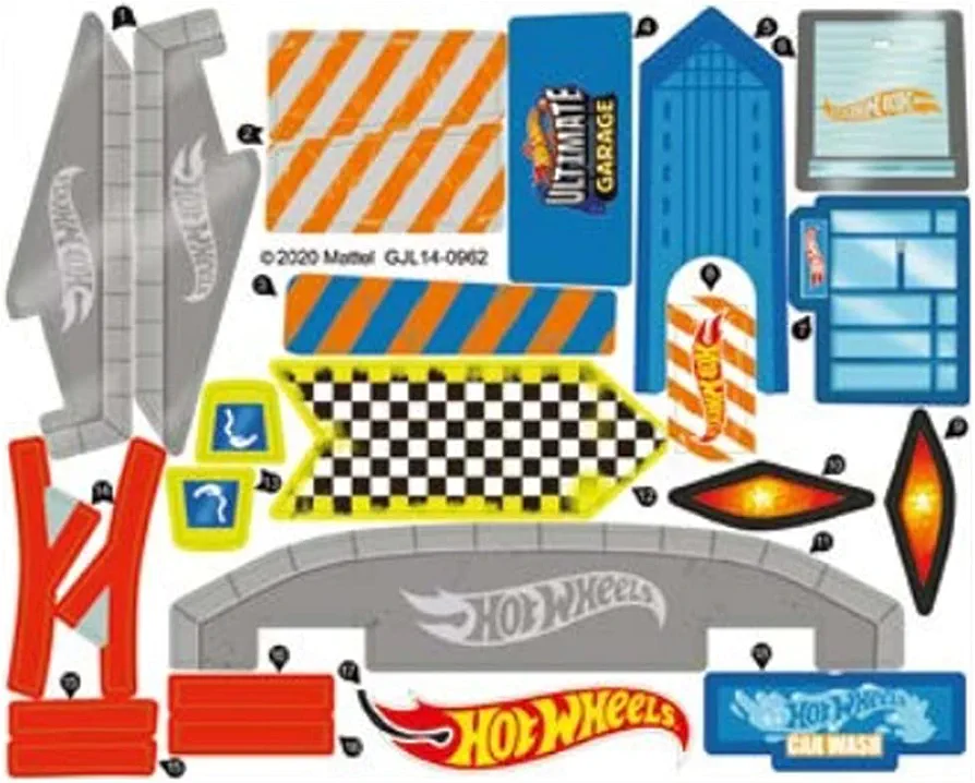 Replacement Stickers for Hot-Wheels City Ultimate Garage GJL14 - Die-Cast Cars Playset ~ Replacement Label Sheet