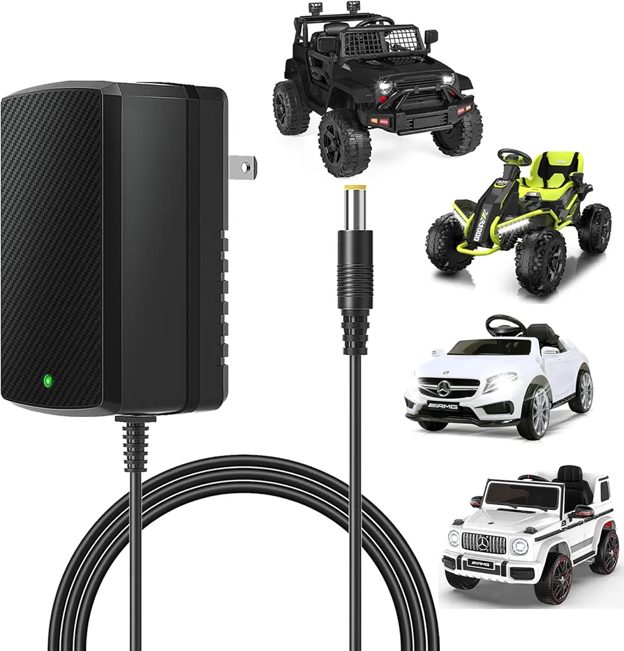 24V Charger for Kids Ride On Car Toys 24 Volt Battery Charger for Wrangler SUV Jeep ATV Mercedes Benz Quad Lamborghini Kidzone Bumper 24 Volt Kid Car Electric Toys Ride On Charger