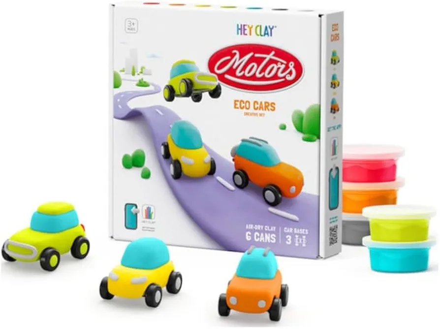 Fat Brain Toys Hey Clay Eco Cars - Clay Kit with Interactive App, Kids & Tweens