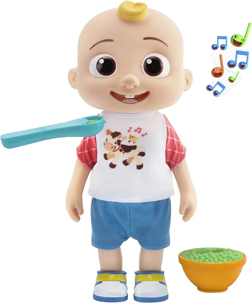 CoComelon Deluxe Interactive JJ Doll - Includes JJ, Shirt, Shorts, Pair of Shoes, Bowl of Peas, Spoon- Toys for Preschoolers - Amazon Exclusive