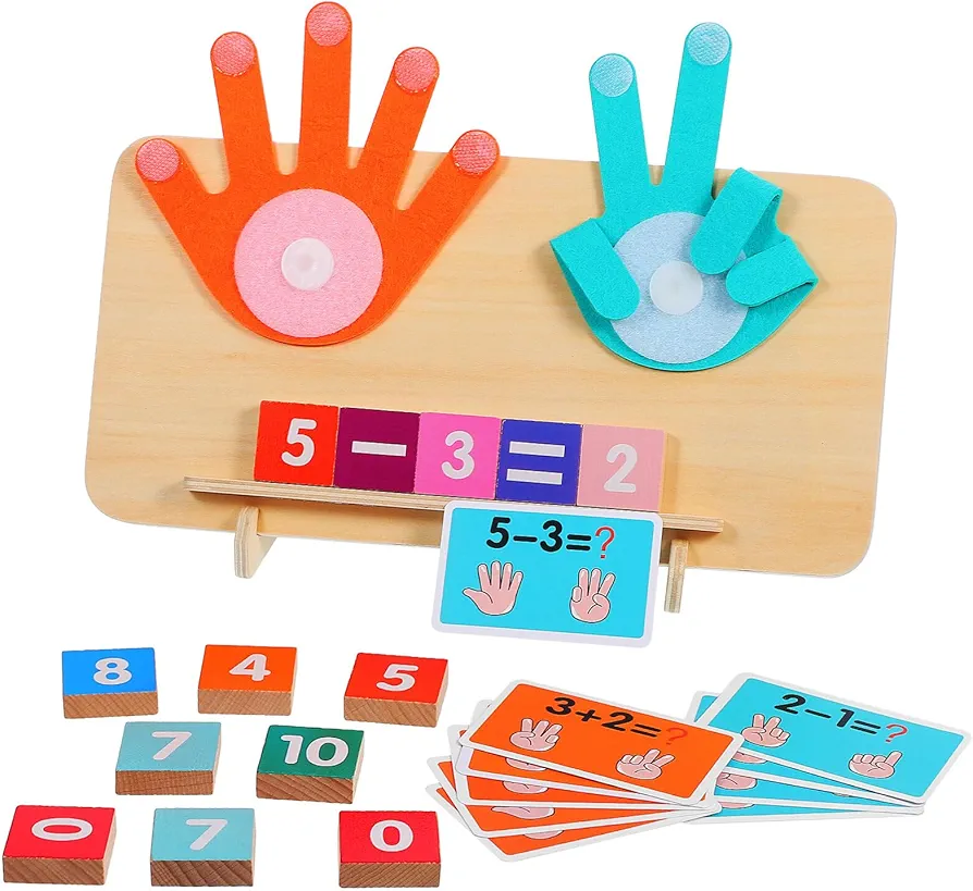 Vaguelly 1 Set Finger Counting Math Toys,Toddler Wooden Math Board,Math Manipulatives Learning Number Toy for Kids 3-5,for Kindergarten Preschool Math