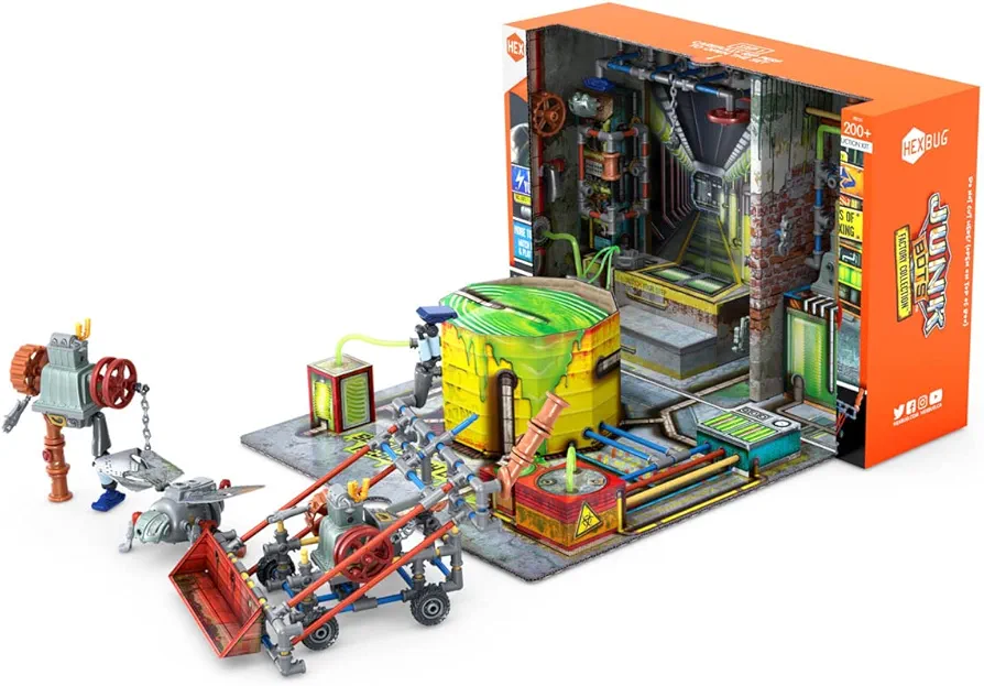 HEXBUG JUNKBOTS Small Factory Habitat Power Sub station, Surprise Toy Playset, Build and LOL with Boys and Girls, Toys for Kids, 200+ Pieces of Action Construction Figures, for Ages 5 and Up