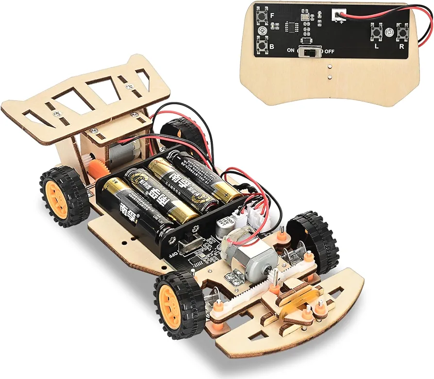 Self-Centering Steering Remote Control Car，STEM Projects for Kids Ages 8-12，Engineering kit, DIY rc car kit, STEM Kits for Kids Ages 8-12