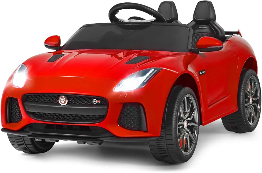 Costzon Ride on Car, 12V Licensed Jaguar F-Type SVR Battery Powered Ride on Toy w/Remote Control, Front/Rear Lights, MP3, Music, 3 Speeds, Spring Suspension, Electric Vehicle for Kids (Dark Red)