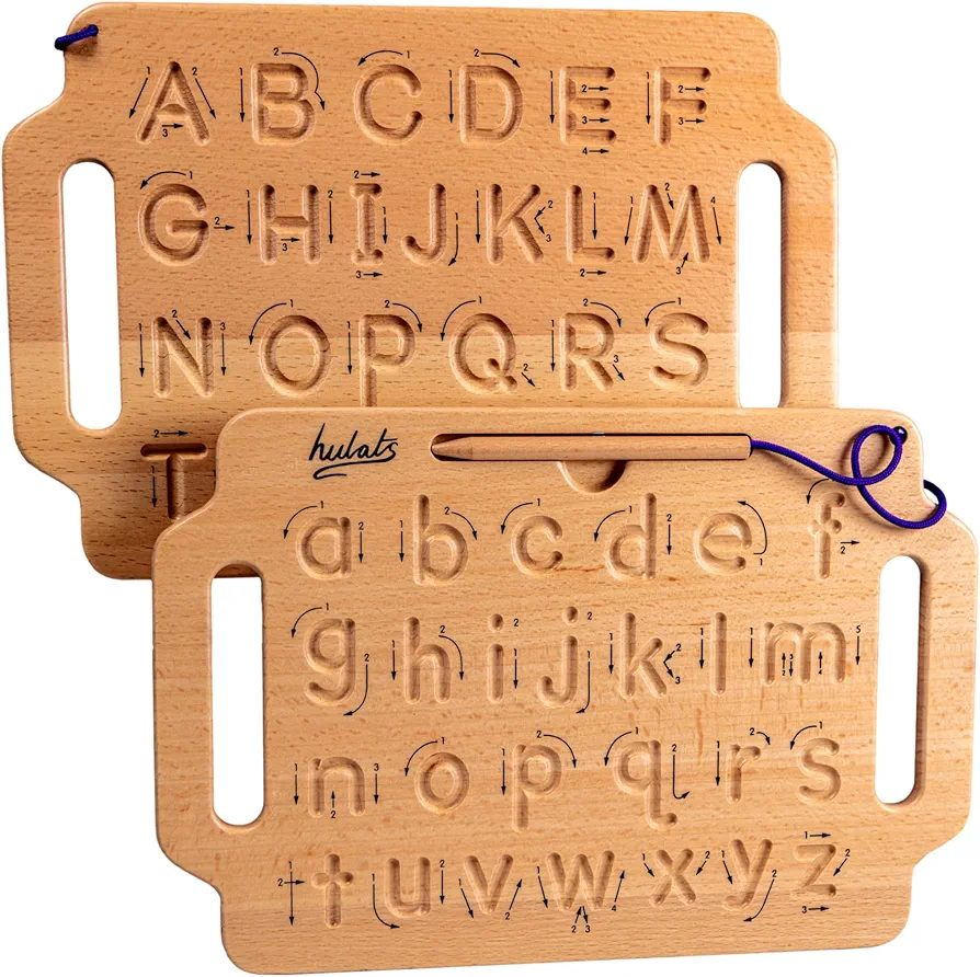 Learn to Write - Portable Wooden Alphabet Tracing Board - Tracing Letters for Kids Ages 3-5 - Montessori Toys for 3+ Year Old - letter tracing fine motor skills toys for 5 year old