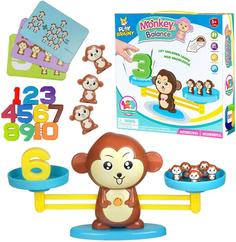 Play Brainy™ Balancing Monkey Game – Fun & Educational Monkey Scale Math Toy – Cute Numbers Counting Game for Girls & Boys – Perfect Learning Game for Young Children