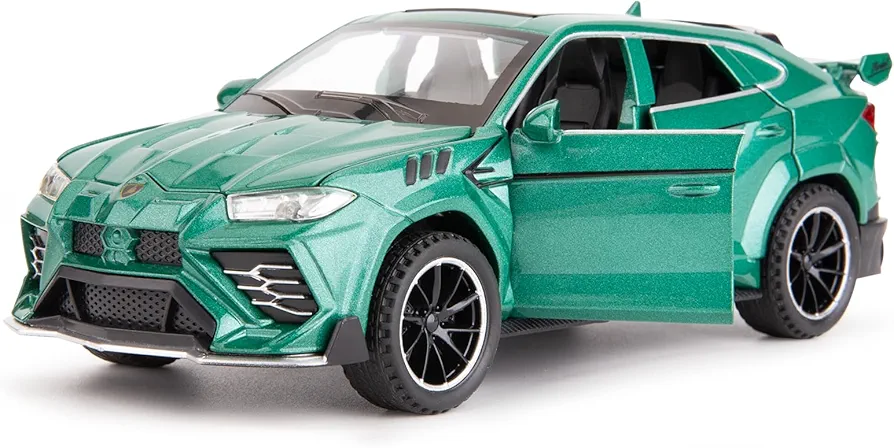 Toy Car for 1/32 Lambo Urus Model Car Pull Back with Light and Sound Toy Vehicle for 3+ Age Toddler Boys Girls Christmas Birthday Gift Green Car