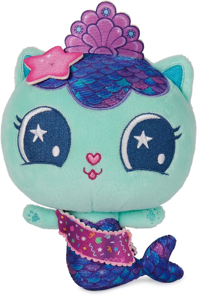 Gabby's Dollhouse, Celebration Series 8-Inch Tall MerCat Plushies, Stuffed Animal Kids Toys for Girls & Boys Ages 3 and Up