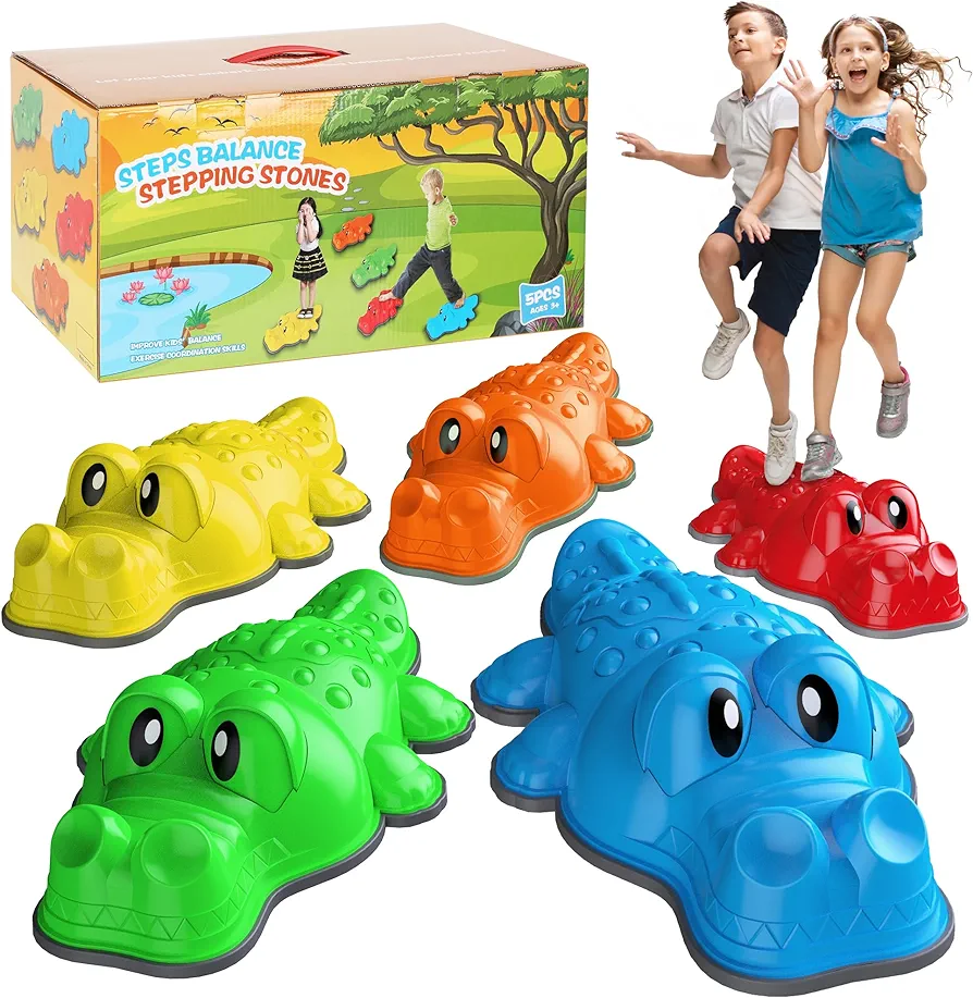 Stepping Stones for Toddlers,5 Pcs Non-Slip Jumping Balance Rocks Toys for Kids Outdoor Indoor Play Gift,Sensory Obstacle Course Coordination Game,Ages 3 4 5 6 7 8 Years and Up