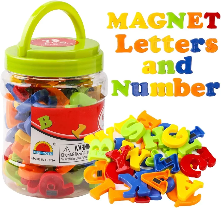 RAEQKS Magnetic Letters Numbers Alphabet ABC Colorful 123 Refrigerator Fridge Magnets for Vocabulary Educational Toy Set Preschool Learning Spelling Counting Game Uppercase Lowercase for Kids Age 3+