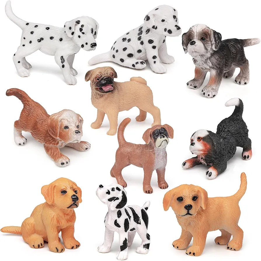 Atralo Service Dog Animal Model Toy Playsets 10 PCS Realistic Golden Retriever Boxer Topshop Unique Great Dane Shar Pei Dog Action Figures Decoration Collection Party Favors Toys for Kids Boys Girls