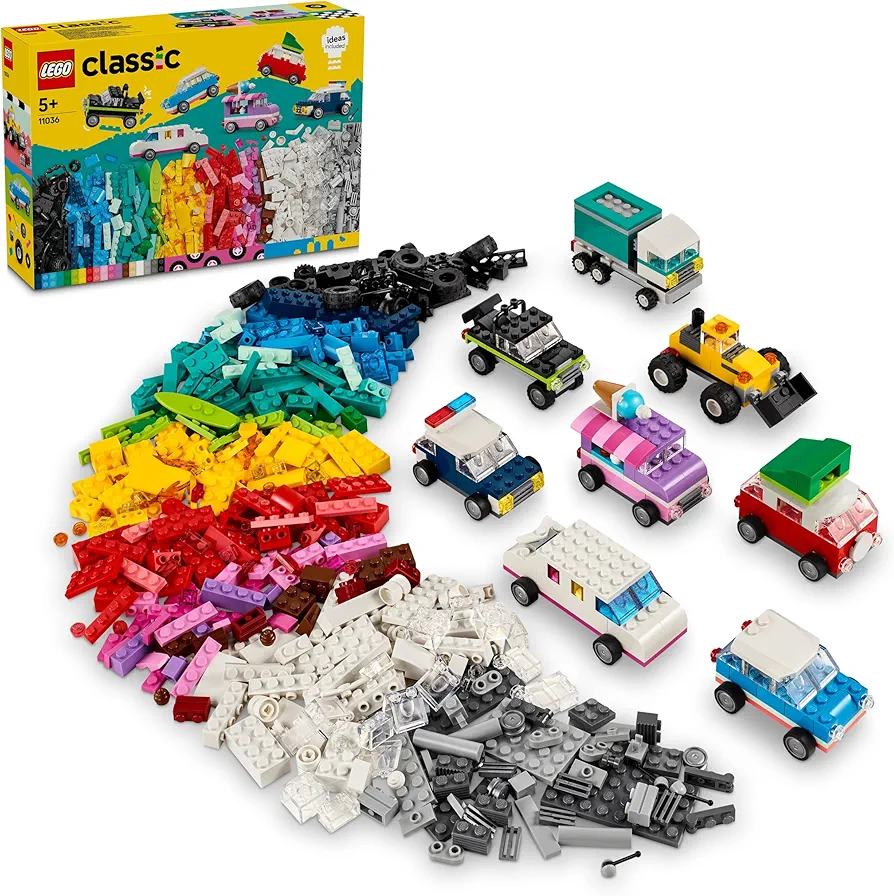 LEGO Classic Creative Vehicles, Colorful Toy Cars and more, Building Kit for Kids, Gift for Boys and Girls from 5 Years 11036