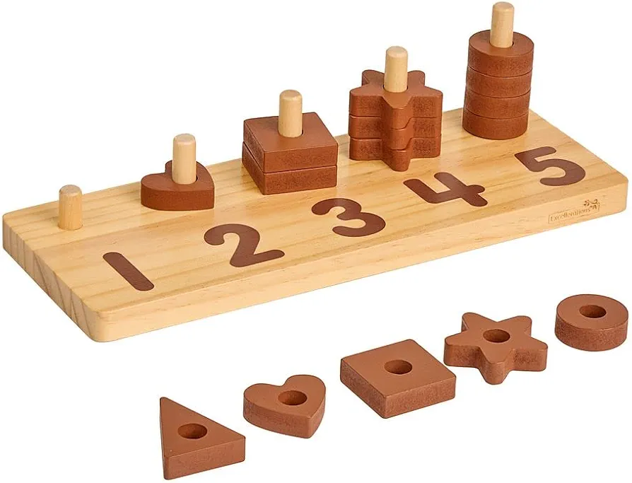 Excellerations Wooden Shape Number Counter - Natural