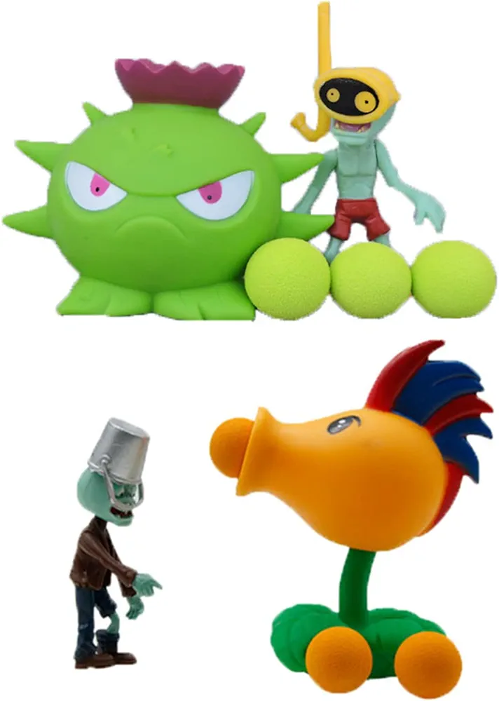 4 PCS Plants PVZ Toys Action Figures Zombies Toys PVZ Set 1 2 Mini Series Great Gifts for Kids and Fans, Birthday and Christmas Party