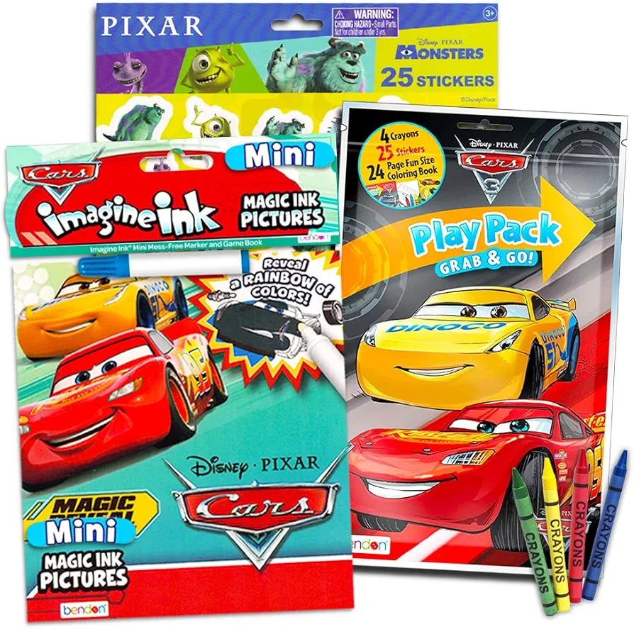 Disney Cars Imagine Ink Coloring Book Set for Toddlers Kids - Bundle Includes Mess Free Coloring Book with Magic Invisible Ink Pen (No Mess Art)