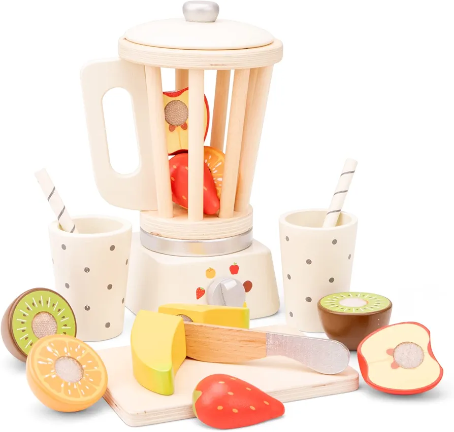 New Classic Toys Wooden Smoothie Set - Pretend Play Toy for Kids Cooking Simulation Educational Toys and Color Perception Toy for Preschool Age Toddlers Boys Girls