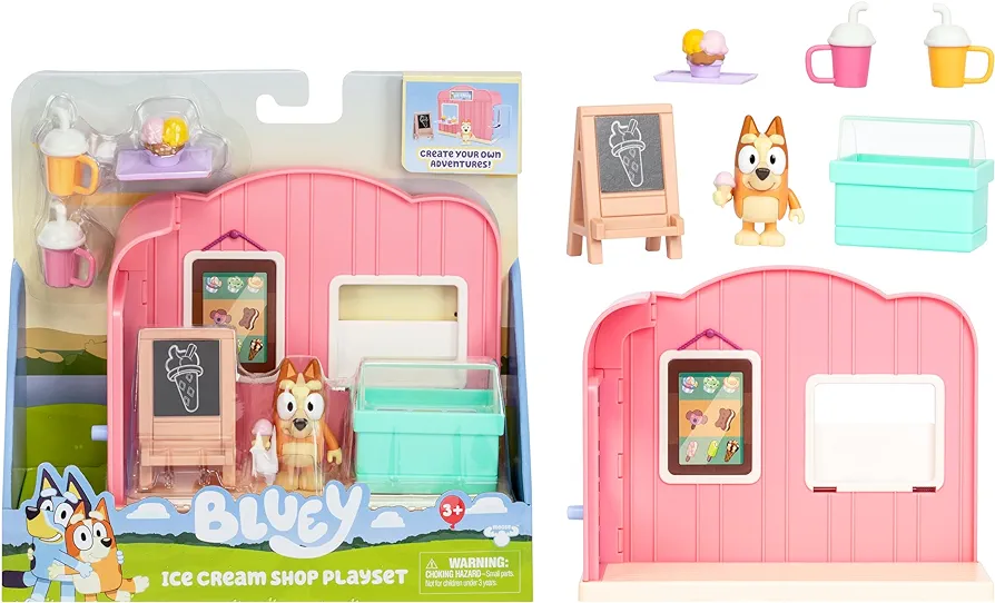 Bluey Mini Playsets Ice Cream Shop Playset | includes Articulated Bingo Figure and Accessories