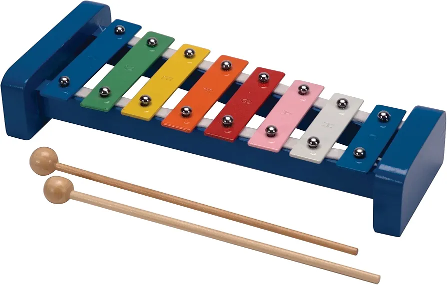 Schylling Wooden Xylophone - Colorful Kids Instrument - Includes Wooden Mallets and Embossed Metal Keys - Ages 3 and Up