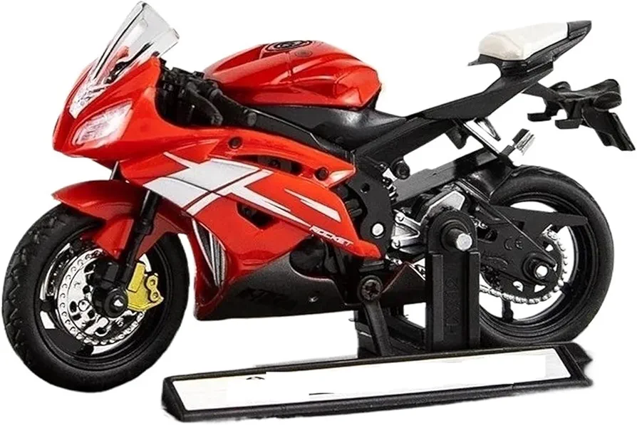 Die Cast Motorcycle 1:18 Scale for Yamaha R6 Motorcycle High Simulation Die-cast Metal Model Car Hobby Vehicle Collection Children's Toy Motorcycle Toys(Red)