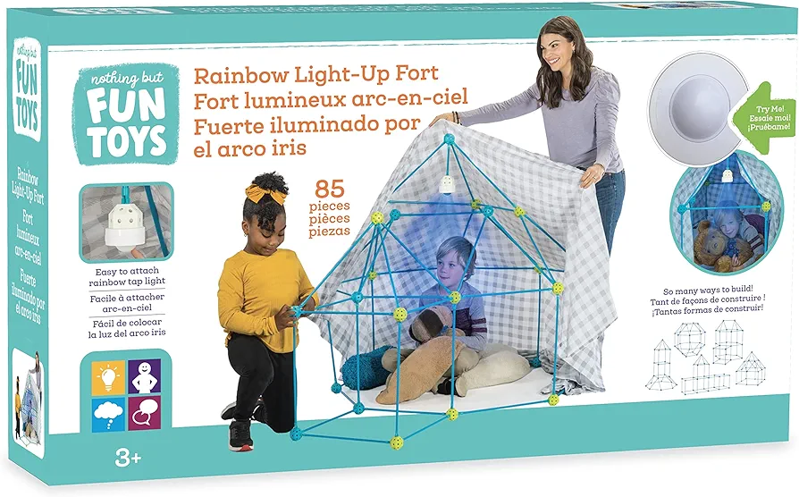 Rainbow Light Up Fort 85 Pieces Designed for Children Ages 5+ Years, Multi