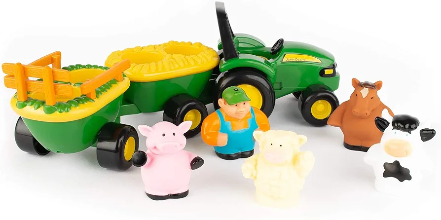 John Deere Animal Sounds Hayride Musical Tractor Toy - Musical Hayride Toddler Toys - Includes Farmer Figure, Tractor, and 4 Farm Animals - Toddler Music Toys - Ages 12 Months and Up