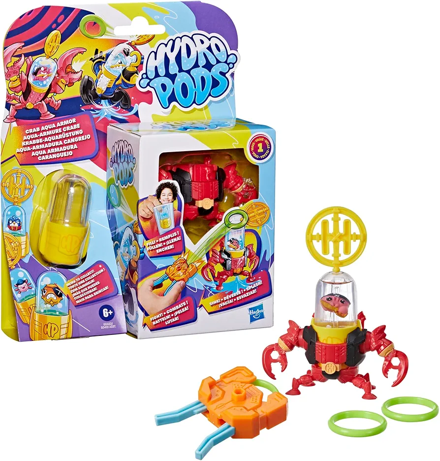 Hasbro Hydro Pods Crab Aqua Armor, Mech Suit Battle Set, Water Activated Surprise Pirate Toys for 6 Year Old Boys & Girls