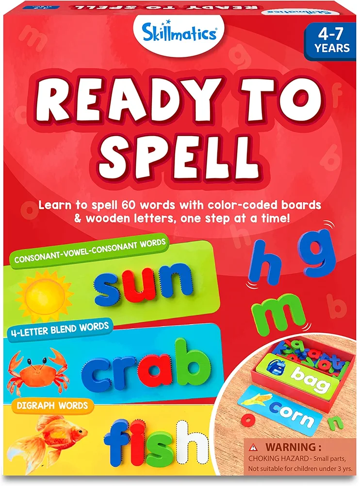 Skillmatics Preschool Learning Activity - Ready to Spell, Stage-Based Learning to Improve Vocabulary & Spelling, Educational Toy, Gifts for Boys & Girls Ages 4, 5, 6, 7