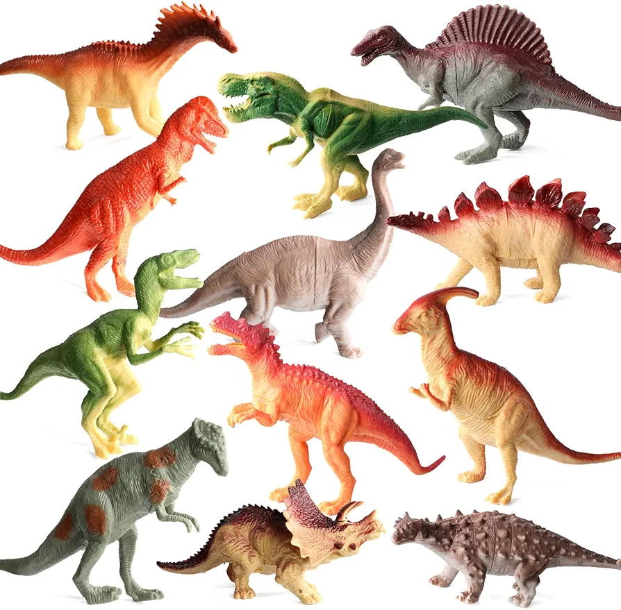 12Pack Educational Realistic Dinosaur Figure Toys for Toddler 6'' to 7" Large Size Dinosaur Playset Gift for Kids, Boys, and Girls Children's Birthday Favors