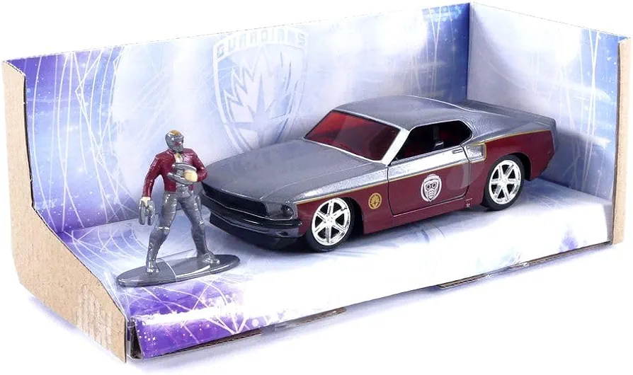 Marvel Guardians of The Galaxy 1:32 1969 Ford Mustang Die-Cast Car & 1.65" Starlord Figure, Toys for Kids and Adults