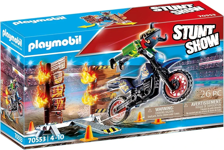 Playmobil Stunt Show Motocross with Fiery Wall