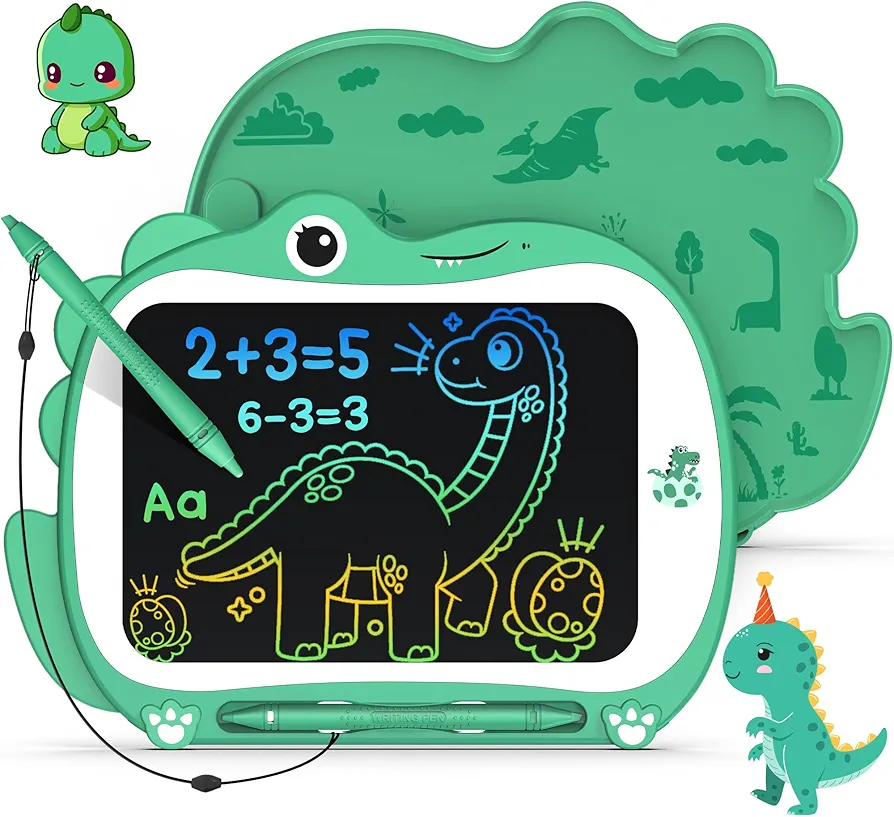 FLUESTON 8.8 Inch LCD Writing Tablet for Kids, Colorful Doodle Toddlers Toys Drawing Board, Educational Dinosaur Toys for 2 3 4 5 6 7 8 Year Old Boys Girls Birthday Party Christmas Gifts